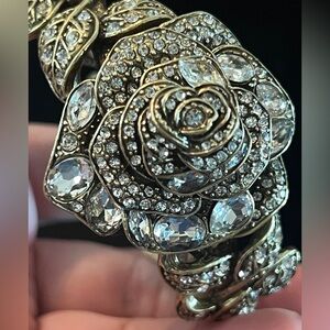 Heidi Daus Crystal Rhinestone Dbl Hinged Cuff Bracelet-clear Rose sz M NIB